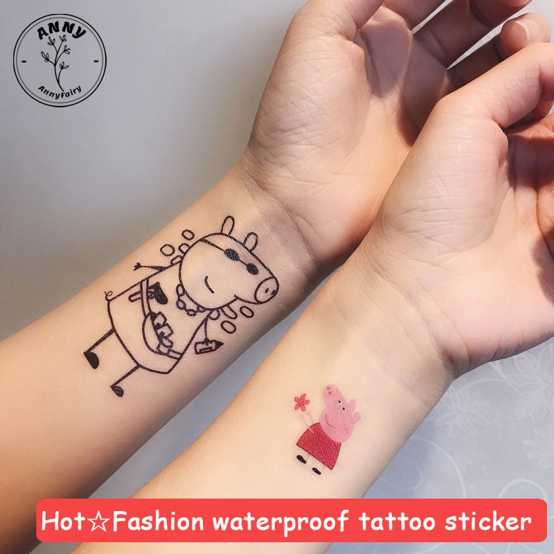 Peppa Pig Tattoo Sticker Cute Sticker Disposable Waterproof Cute Cartoon Sticker Shopee Malaysia