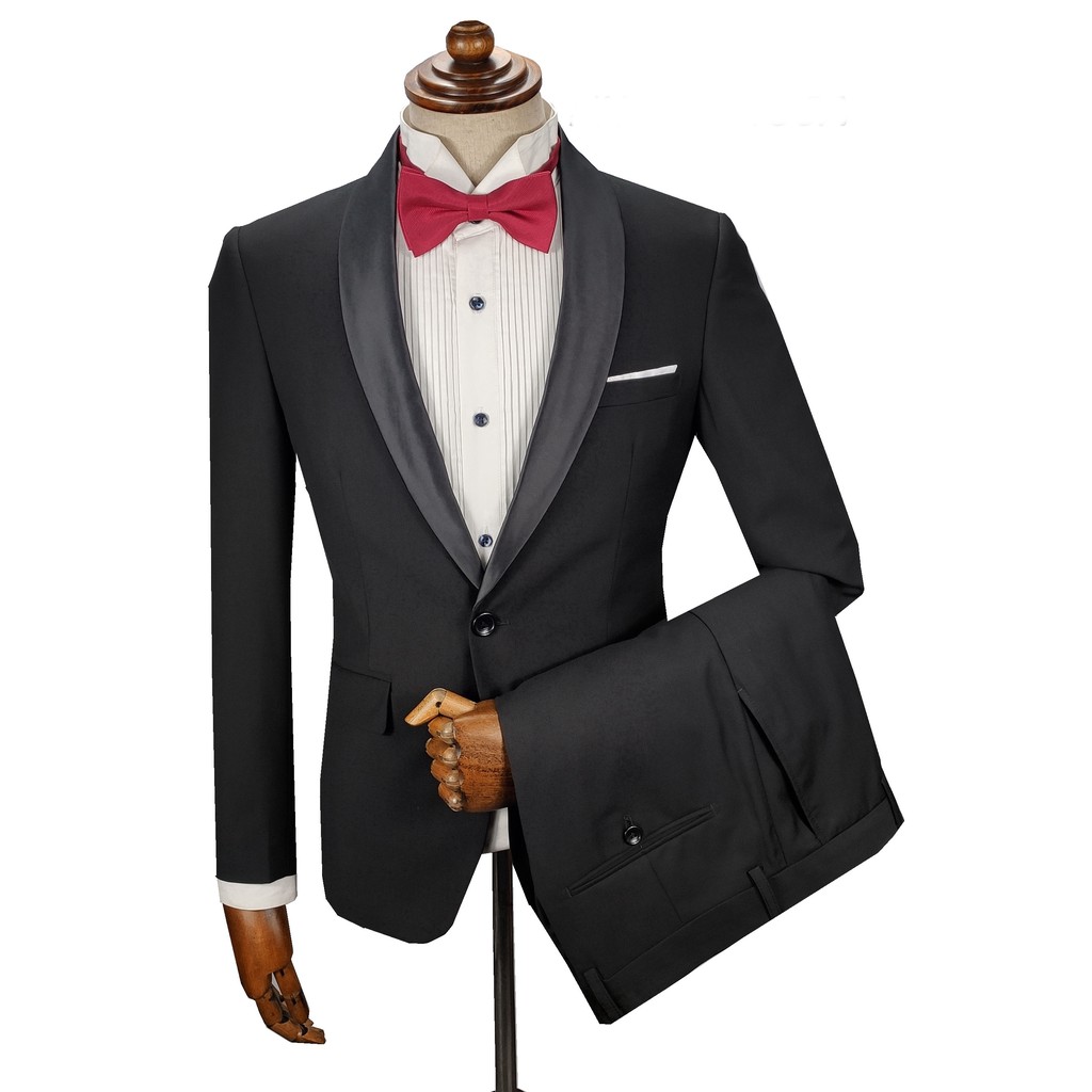 Men S Black Slim Fit Shawl Lapel Tuxedo Wedding Black Tie Dress Code Formal Wear Blazer Dinner Prom Suit Shopee Malaysia