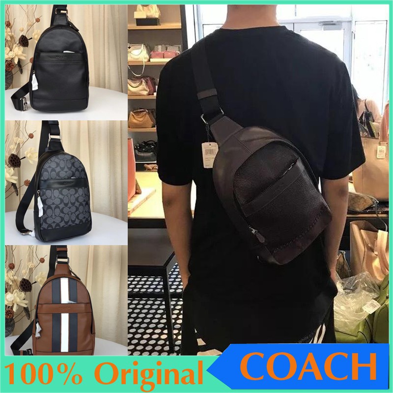 Authentic Coach F23215 54787 26067men S Shoulder Bag Chest Bag Crossbody Bag Fashion Leather Bag Shopee Malaysia