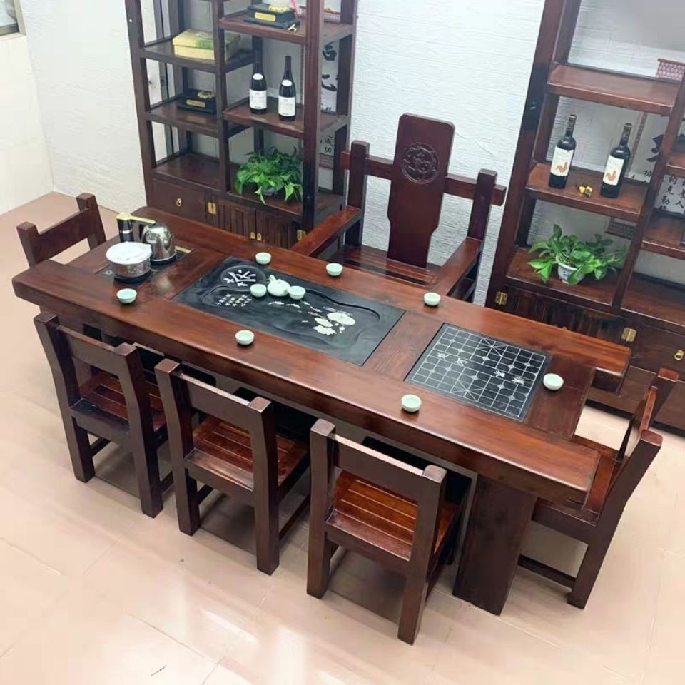 Old Ship Wood Tea Table And Chair Combination Solid Wood Tea Table Chinese Living Room Antique Balcony Kungfu Small Coffee Table Office Home Shopee Malaysia