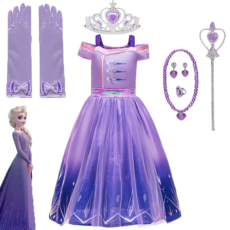 New 2020 Elsa Fancy Dress Girls Frozen 2 Cosplay Halloween Costume Birthday Party Ball Gown Shopee Malaysia