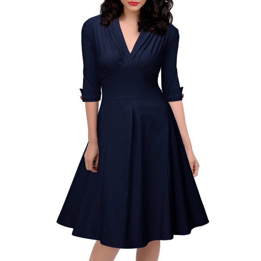 Plus Size Women Ladies V Neck Dress Ol Office Wear Prom Semi Formal Dresses Shopee Malaysia