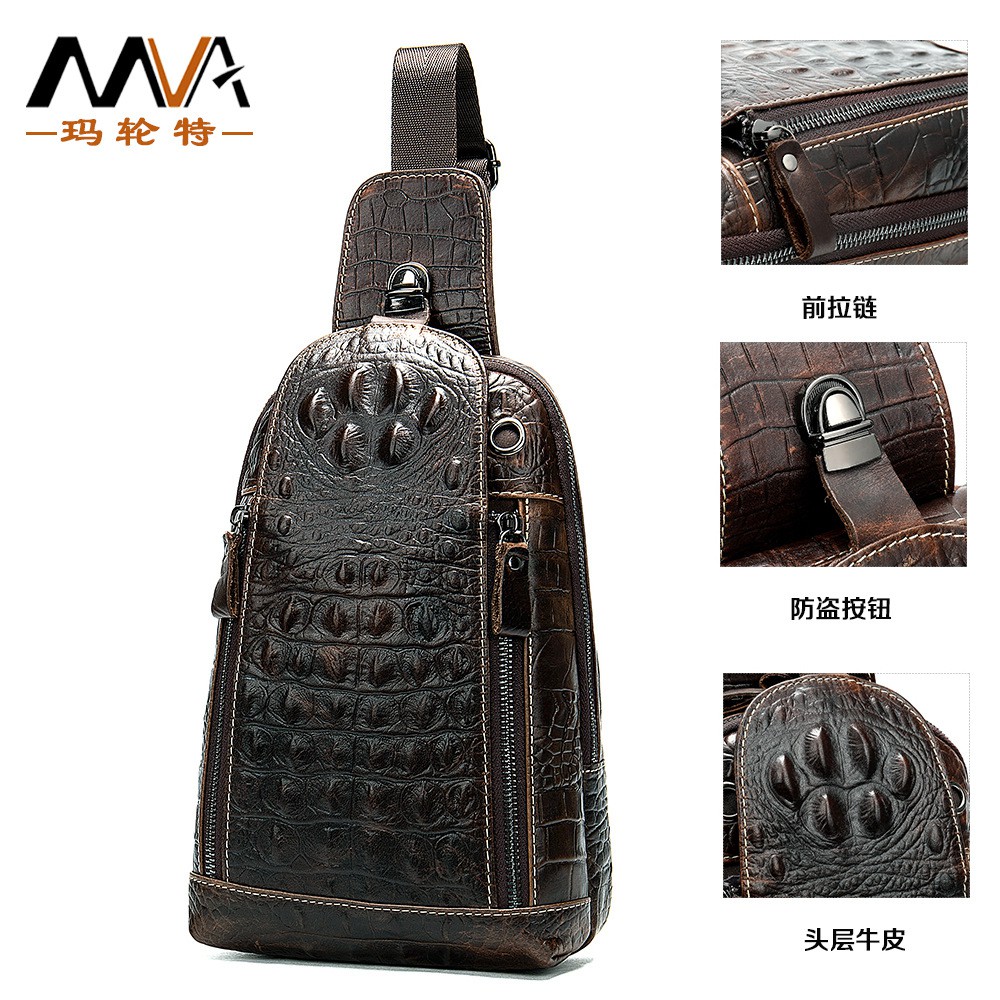 Crocodile Leather Bag Men S Chest Bag Crocodile Pattern Embossed Leather Men S Bag Business Messenger Bag Male 1311 Shopee Malaysia