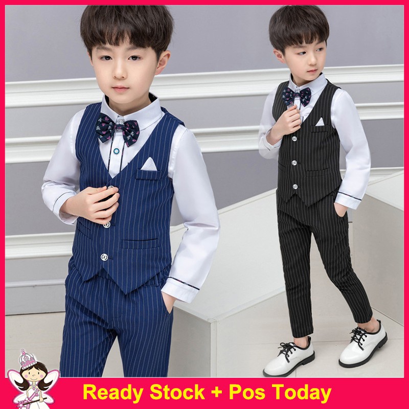 2pcs Set Pant Vest Boys Suits Wedding Formal Suit Party Clothing Vest Pant Coat Ceremony Costumes Shopee Malaysia