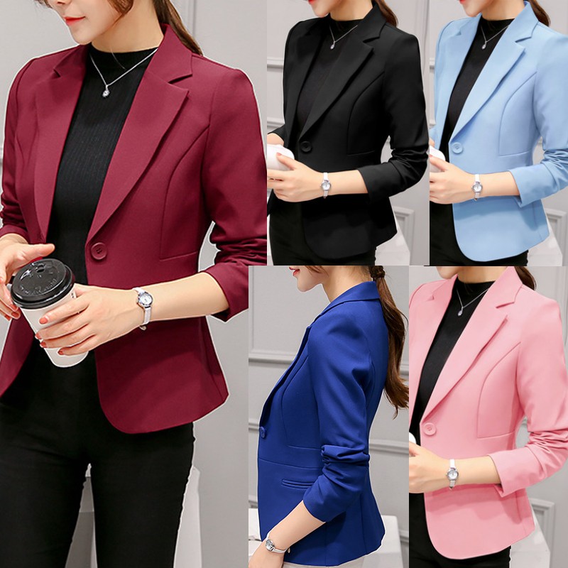 Nihsatin Fashion Blazer Women Office Wear Slim Design Short Blazer Jackets Coat Shopee Malaysia
