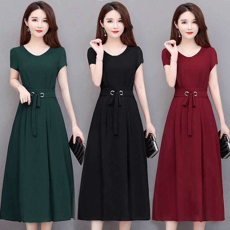 Women Short Sleeve Casual Dress V Neck A Line Swing Cocktail Wedding Bridesmaid Party Dress Shopee Malaysia