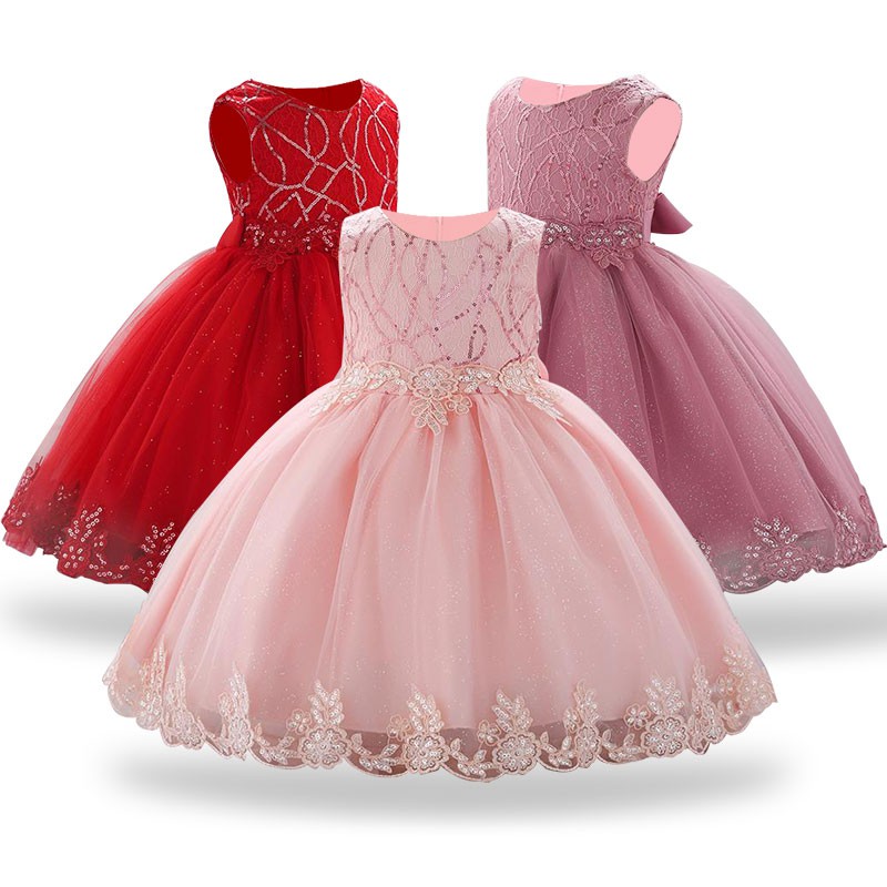 Princess Dress For Baby Girl 1 Year Birthday Dress Baby Clothes Newborn Baby Girl Dress Sleeveless Sequins Girl Party Shopee Malaysia