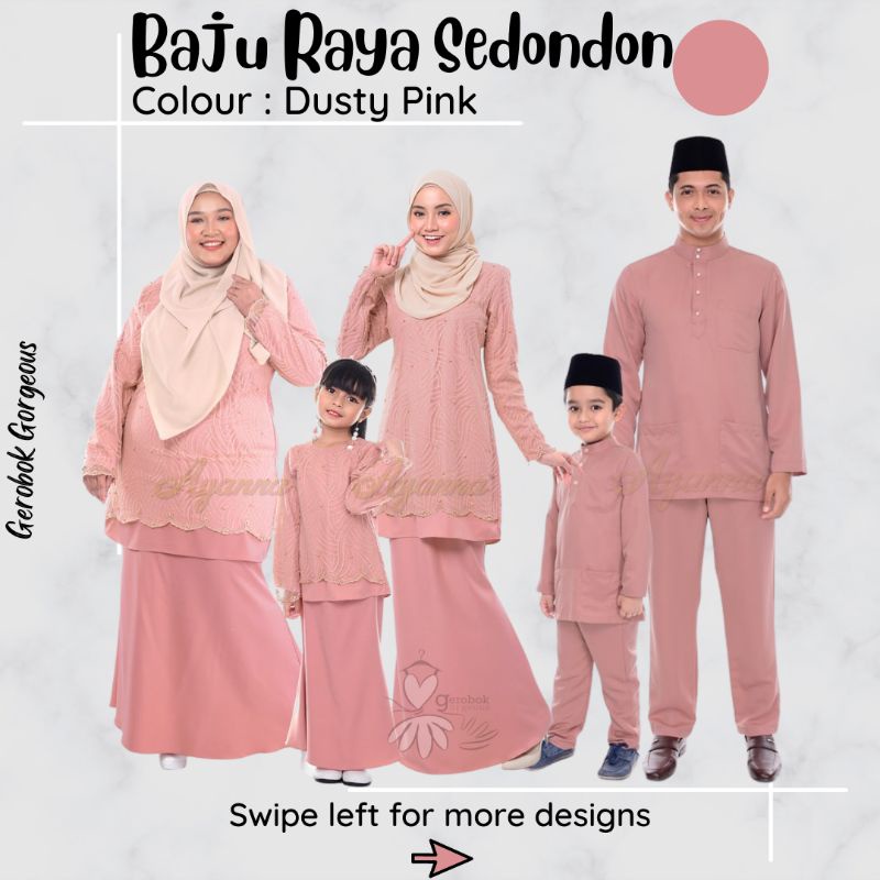 Warna gelap dengan warna netral yang kontras elegan. Baju Raya Sedondon Tema Warna Dusty Pink Pink Belacan Set Family Ayah Ibu Anak Baju Kurung Baju Melayu Kurta Rayafr Shopee Malaysia