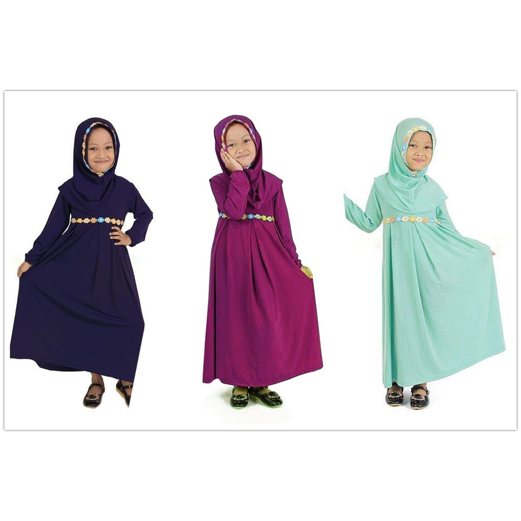 Little Kids Muslim Dress Headscarf Girl Muslimah Long Sleeve Dress Pakaian Islam Shopee Malaysia