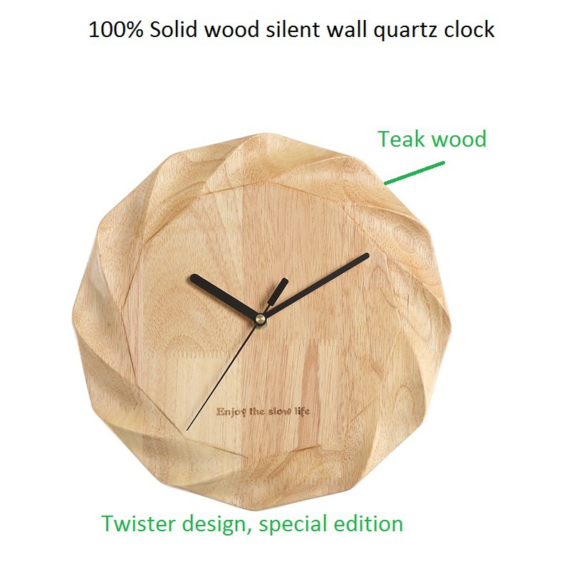 Solid Wood Silent Wall Quartz Clock Living Room Bedroom Creative Round Clock Special Wooden Wall Clock Shopee Malaysia