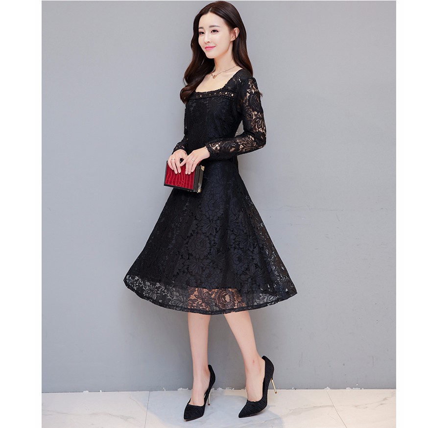 Ladies Plus Size Wedding Dresses Dinner Party Dresses Lace Slim Casual Dress Shopee Malaysia