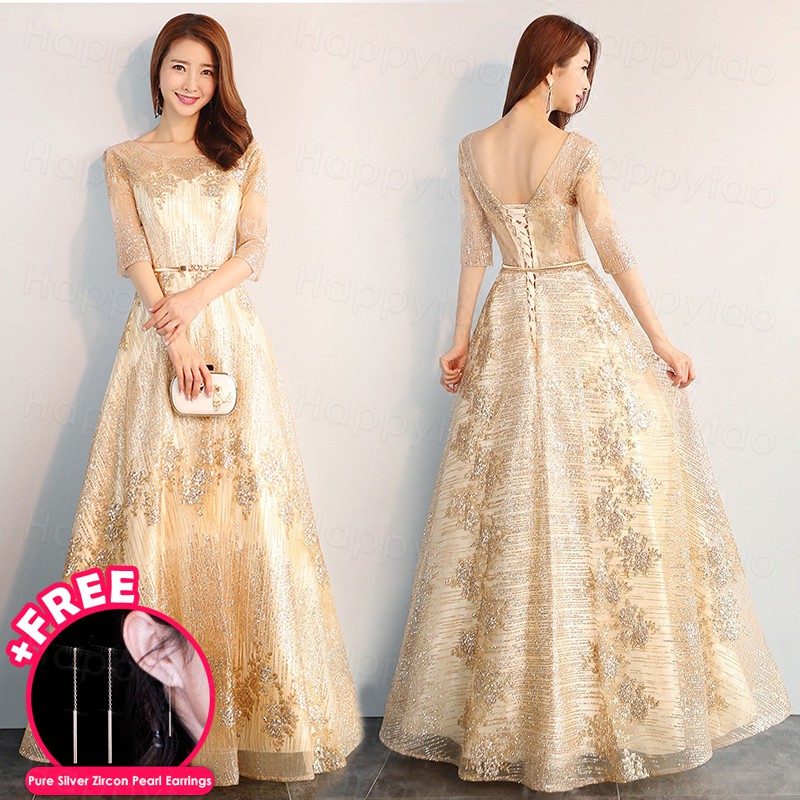 New Dinner Gown Elegant Dinner Gown Party Formal Dress Wedding Reception Maxi Dress Shopee Malaysia