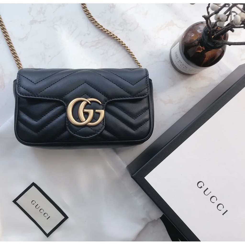 Free delivery above rm99 cash on delivery 30 days free return Gg Marmont Gucci Super Mini Shoulder Bag Gucci Women S Chain Flap Shoulder Bag Shopee Malaysia