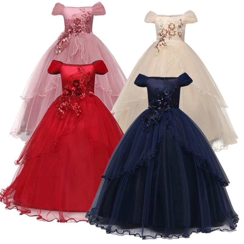 6 14 Years Girls Sleeveless Flower Princess Dress Birthday Wedding Party Gown Shopee Malaysia