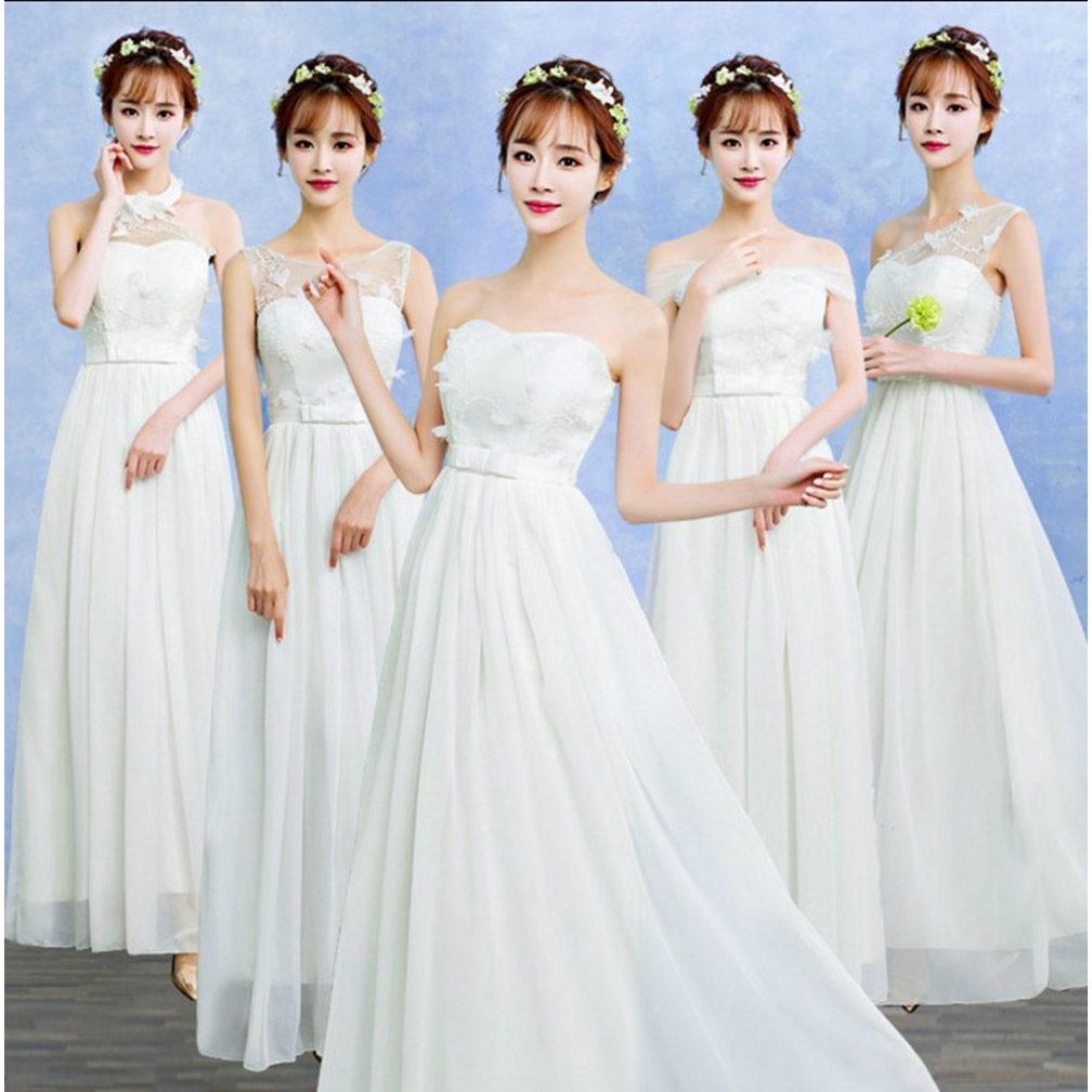 Korean Style Bridesmaid Dress Wedding Party Dress Maxi Dresses For Women Shopee Malaysia