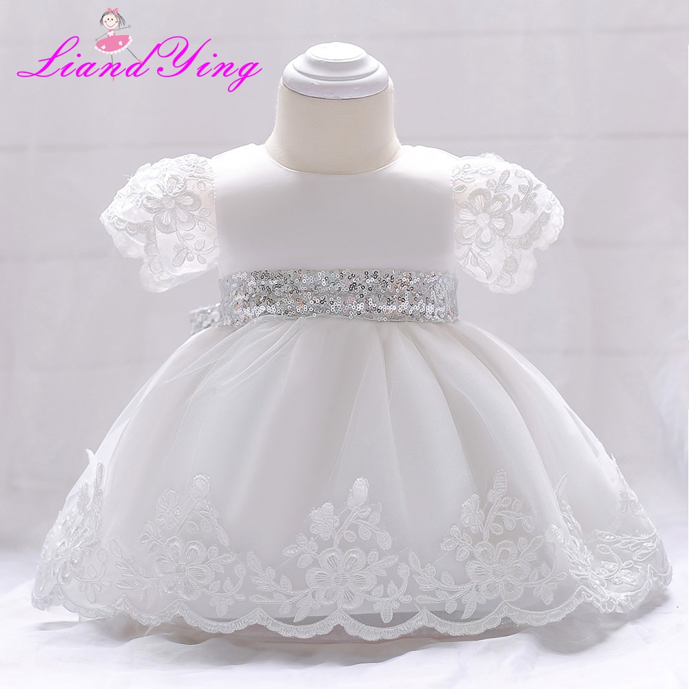 Baby Girl Dress Flower Infant Wedding Dress Princess 1 Year First Birthday Dress Shopee Malaysia