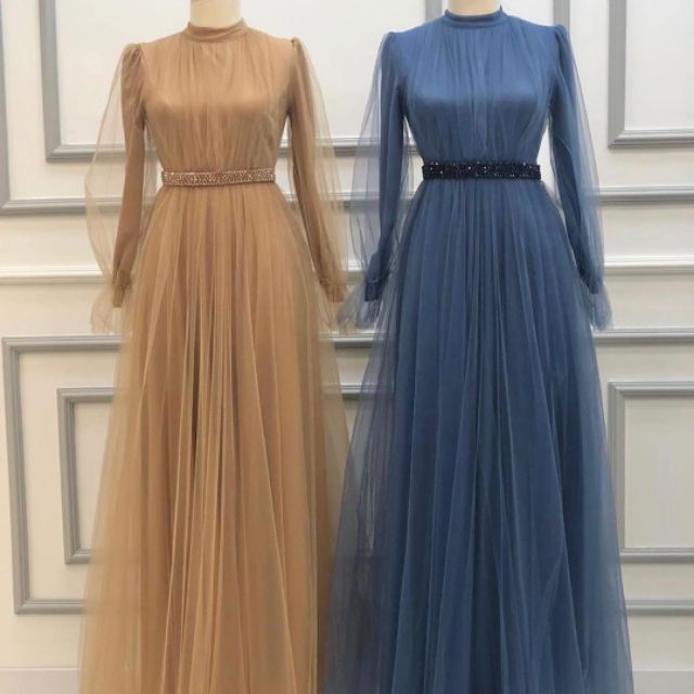 Anastasya Dress Gown Muslimah Jersey Mix Tutu Shopee Malaysia