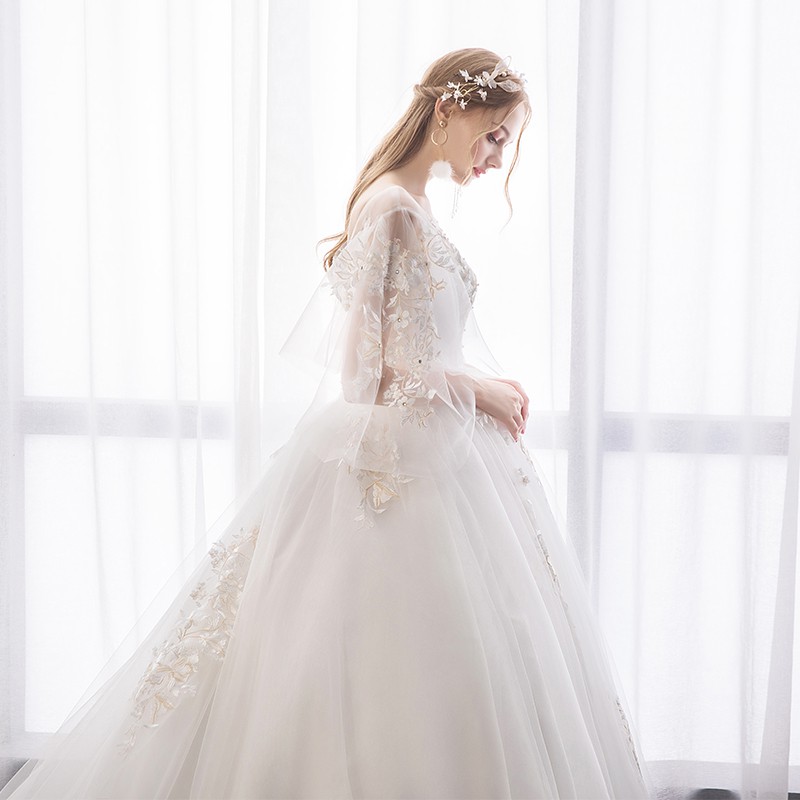 Pregnant Women Wedding Dress 2019 New Autumn Winter Bride Cover Pregnant Belly Large Size Fat Mm Trailing Wedding High W Shopee Malaysia