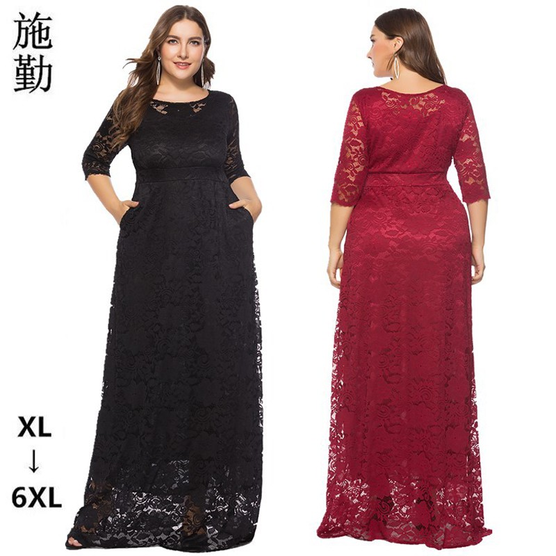 Women S Plus Size Summer Dinner Dress Wedding Dresses Ladies Evening Night Dress Shopee Malaysia