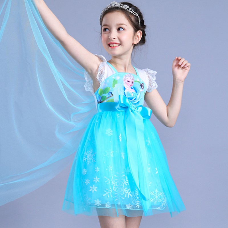 Halloween Girl S Frozen Princess Elsa Dress Spring New Dress Party Birthday Gift Shopee Malaysia