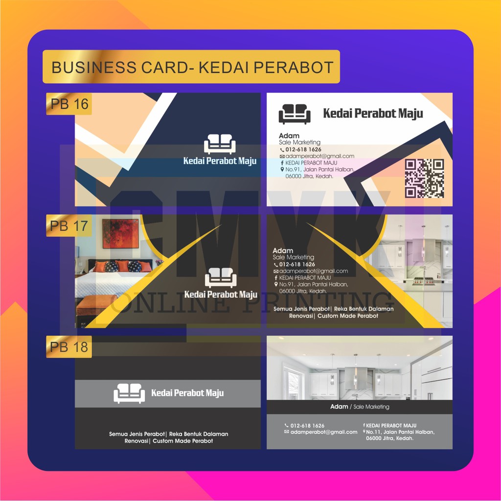 Upacara menghanyutkan ancak adalah perbuatan syirik dan bertentangan dengan agama islam. Template Kedai Perabot Version Business Card Name Card With Printing Shopee Malaysia