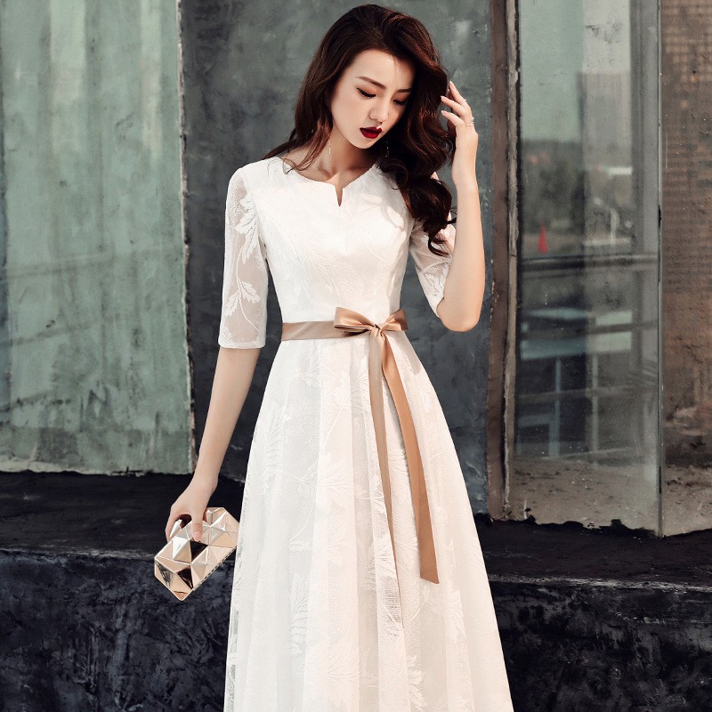 Evening Dress Women 2019 Autumn Winter New Banquet Party Party Simple Generous Ladies Long Birthday Party Hosted Shopee Malaysia