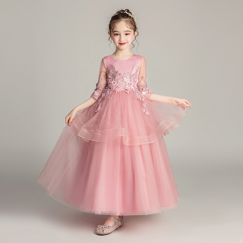 4 16y Kids Girls Long Lace Flower Party Elegant Ball Gown Prom Dresses Kid Girl Princess Wedding Children Birthday Dress Shopee Malaysia