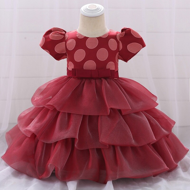 Baby Girl Dress Fashion Dot Baptism Dresses For Girls 1year Birthday Party Wedding Tutu Princess Dress Baby Clothing Shopee Malaysia