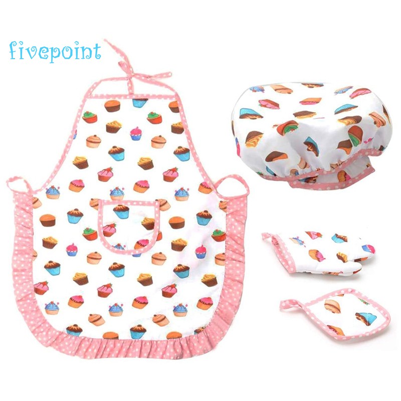 4pcs Kids Cooking And Baking Set Includes Apron Little Girls Chef Hat For Toddler Dress Up Shopee Malaysia