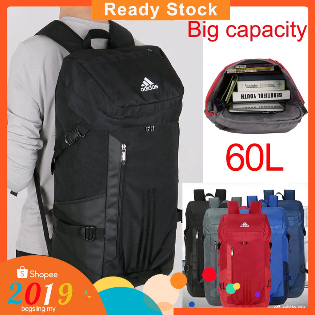 3 Stripes Adidas Bag 60l Outdoor Sport Backpack Waterproof Large Travel Bag Beg Shopee Malaysia