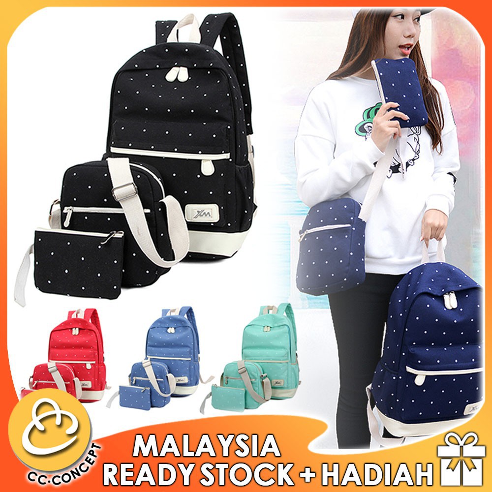 Big Sale Backpack Cc Concept 3 In 1 Dot Backpack Bag Beg Shoulder Sling Handbag Wallet Shopee Malaysia