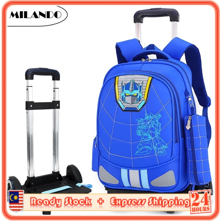 Milando 6 Wheel Kid Children Trolley School Bag Backpack Robot Design Trolley Bag Beg Sekolah Beroda Type 6 Shopee Malaysia