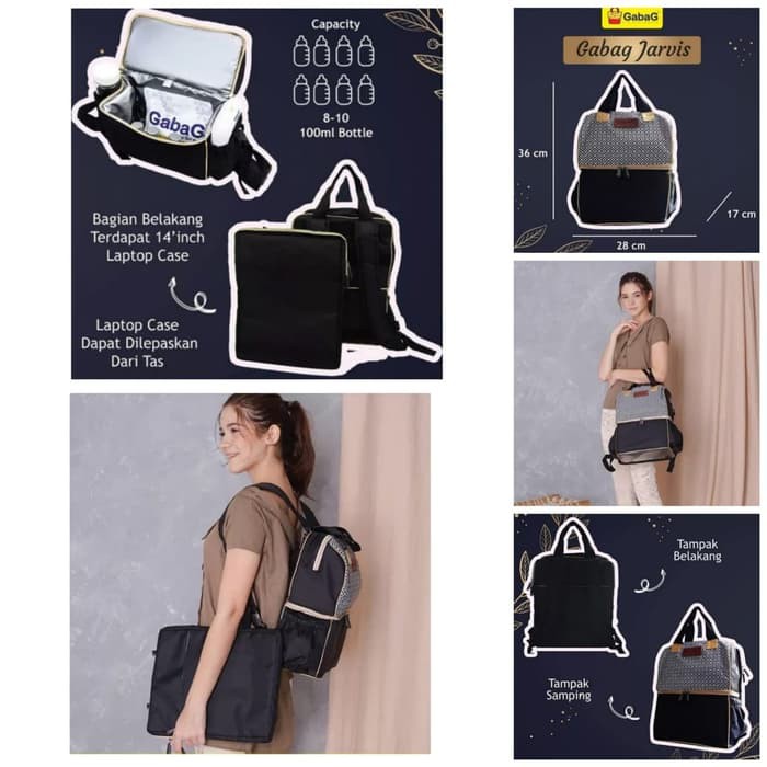 Gabag Cooler Bag Jarvis Laptop Bag Diaper Thermal Bag Backpack 1 Large Ice Gel Free Backpack Shopee Malaysia