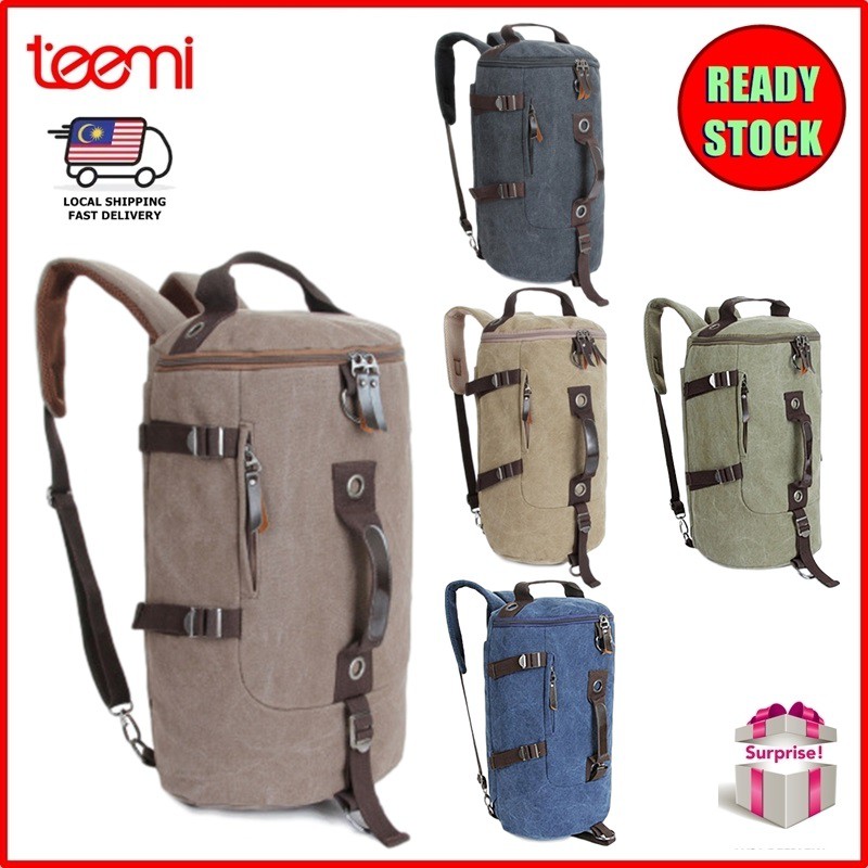 Teemi Free 3in1 Travel Duffel Bag Convertible Canvas Backpack Tas Duffle Beg Weekender Bags Cabin Luggage Sling Shopee Malaysia