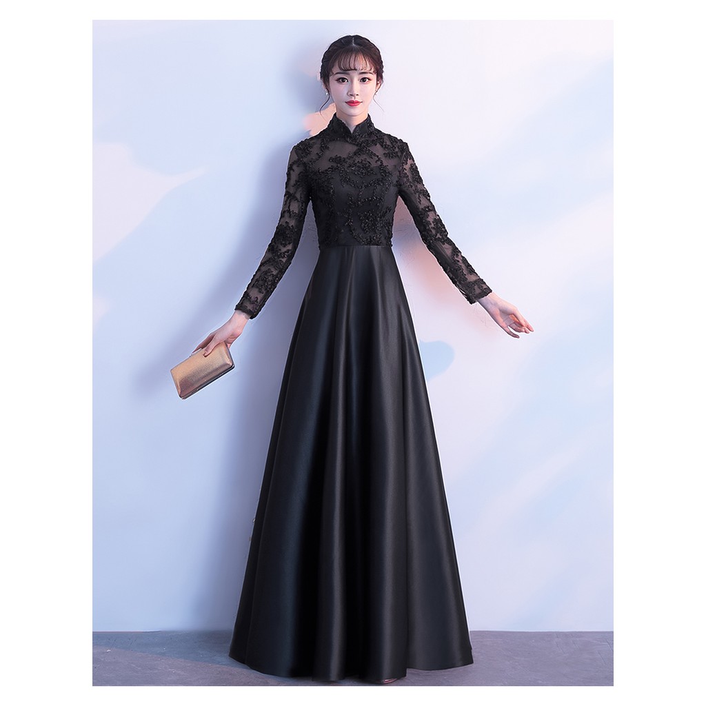 Po Muslimah Long Sleeve Blue Black Cheongsam Wedding Prom Dress Gown Rbmwd0118 Shopee Malaysia