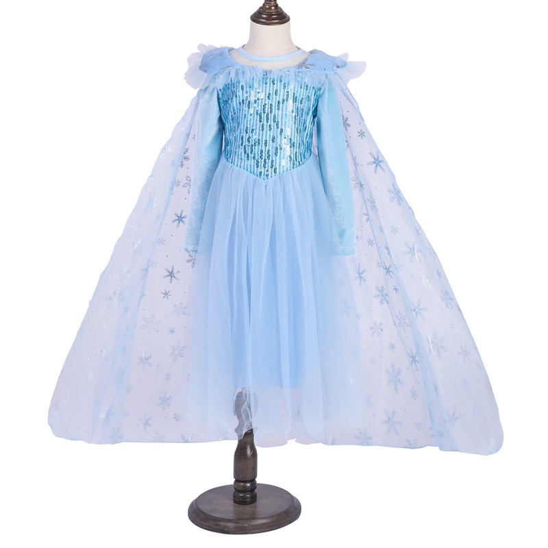 Kids Girls Fashion Frozen 2 Elsa Queen Dress Baby Girls Elsa Princess Dress With Mesh Cloak Children Cosplay Costume Shopee Malaysia