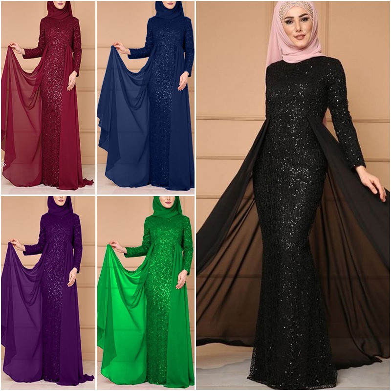 Dikurangkan Kepada Rm91 Apabila Membeli Muslim Jubah Elegant Slim Sequin Dress Women Long Fishtail Dress Muslim Maxi Dress Muslimah Dress Xasaxa Malaysia