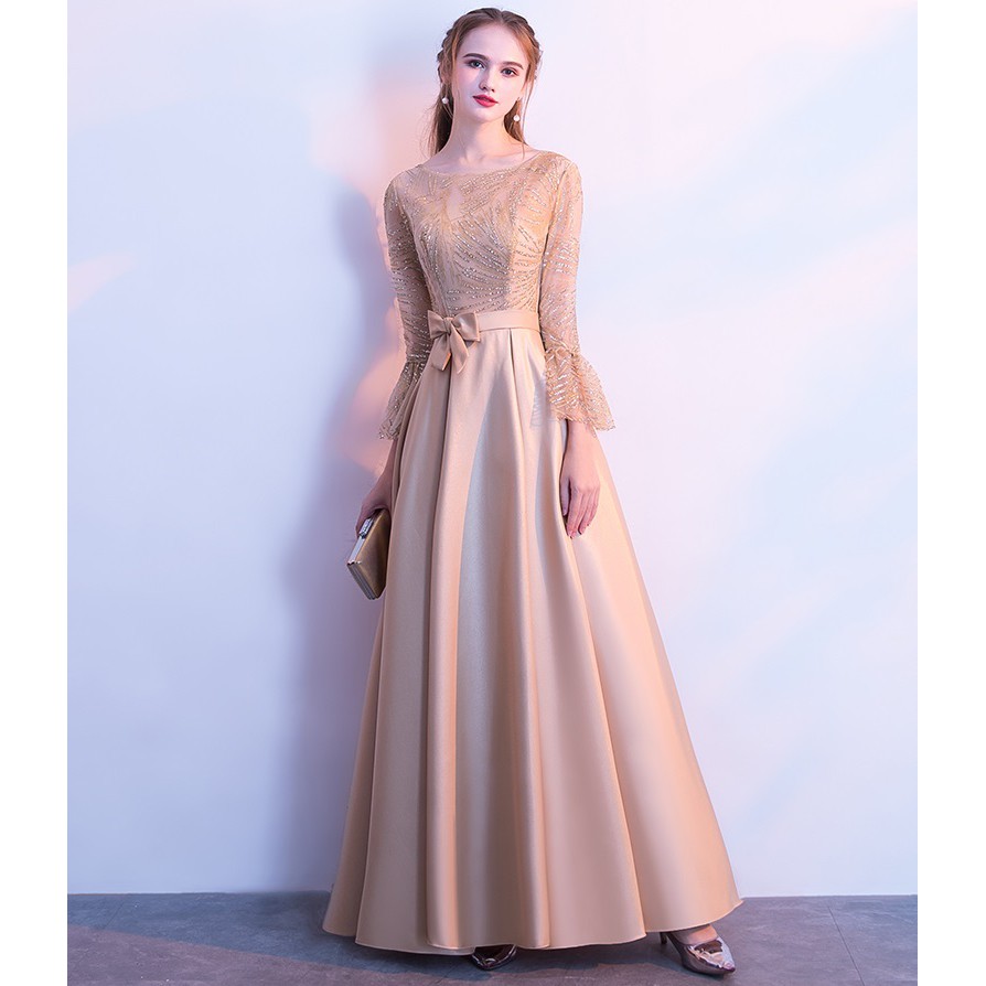 Trumpet Long Sleeve Dinner Wedding Gown Dress Baju Kurung Lace Moden Dresses Shopee Malaysia