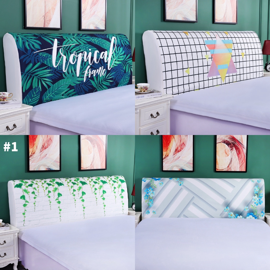 Green Leaf Dust Cap Sleeve Bed Headboard Bed Simple Modern European All Inclusive Elastic Wood Protective Sleeve Shopee Malaysia
