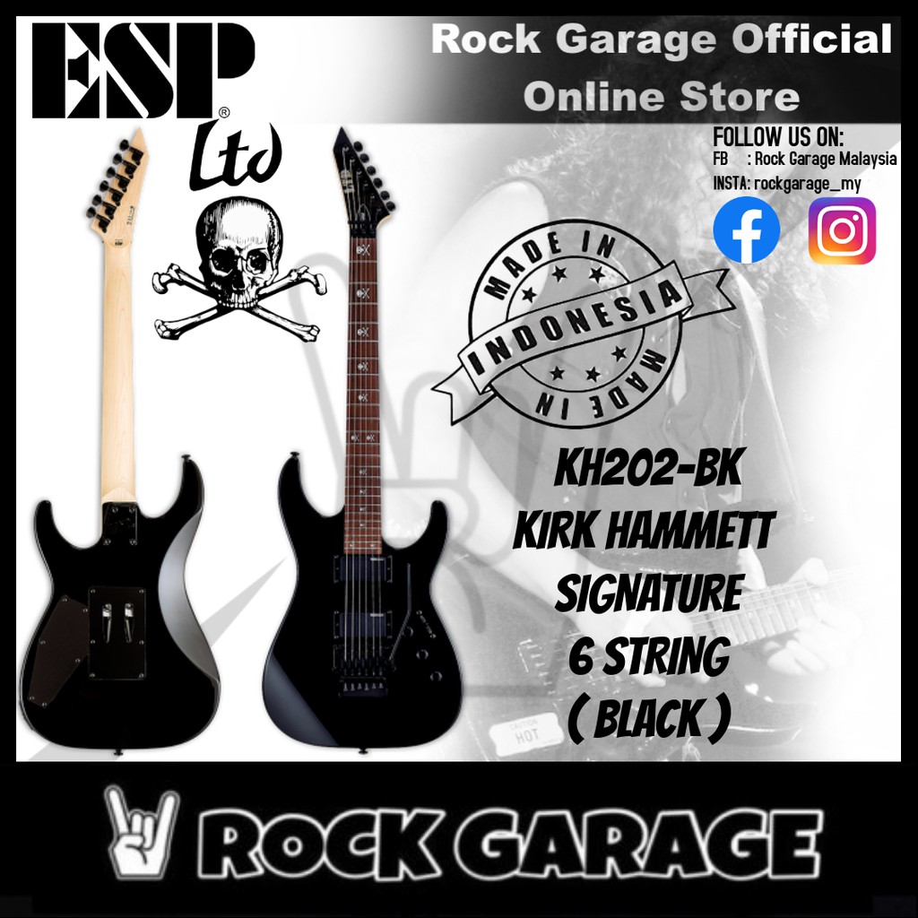 Metallica axeman kirk hammett's signature guitar gives you a comfortable contoured basswood . Esp Ltd Kh 202 Kirk Hammett Signature Electric Guitar Black Kh202 Kh202bk Shopee Malaysia