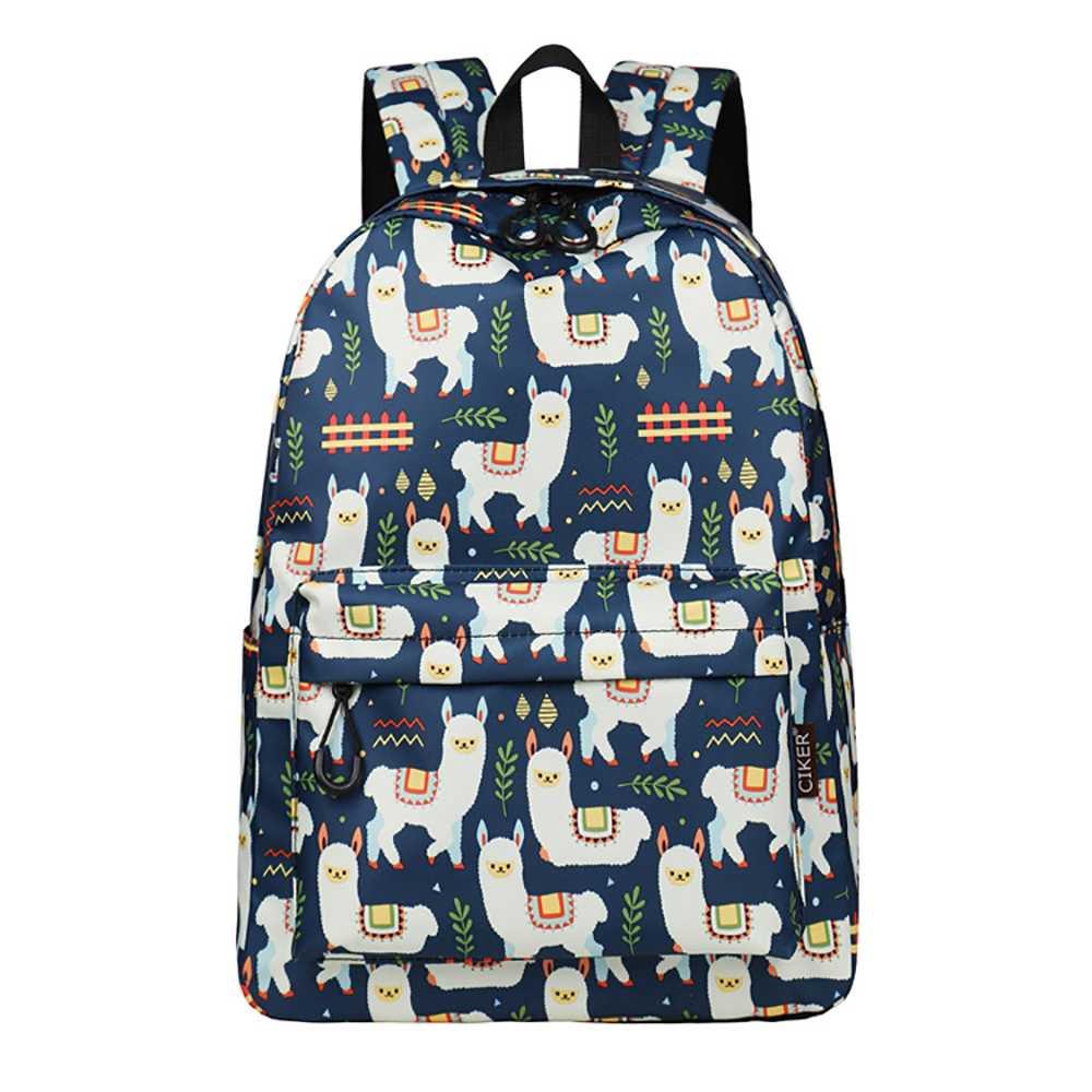 3d Blue Alpaca Printing Girl Backpack Travel School Bag Shopee Malaysia