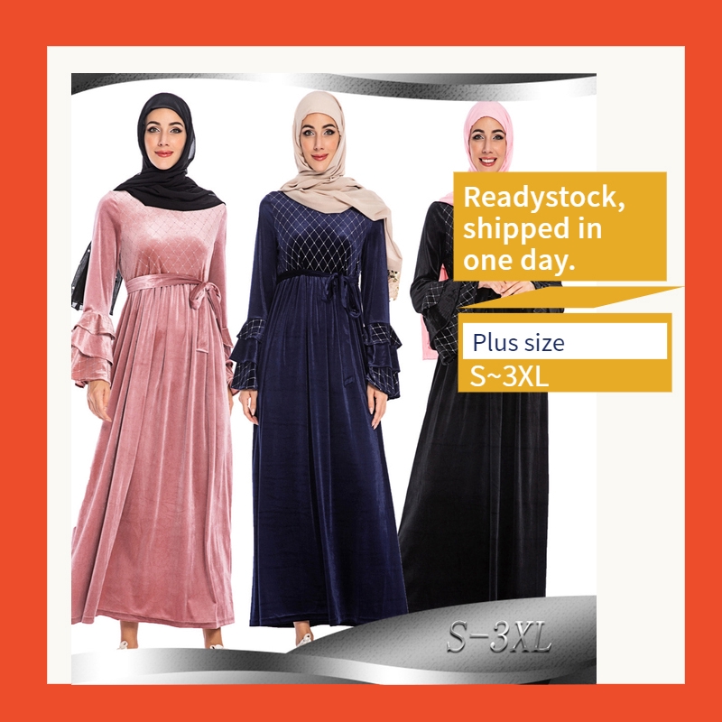 Plus Size Woman Jubah Long Dress Skirt Baju Kurung Raya Muslimah Jubah Arab Dress Girl Wear Dinner Dress Maxi Dress Shopee Malaysia