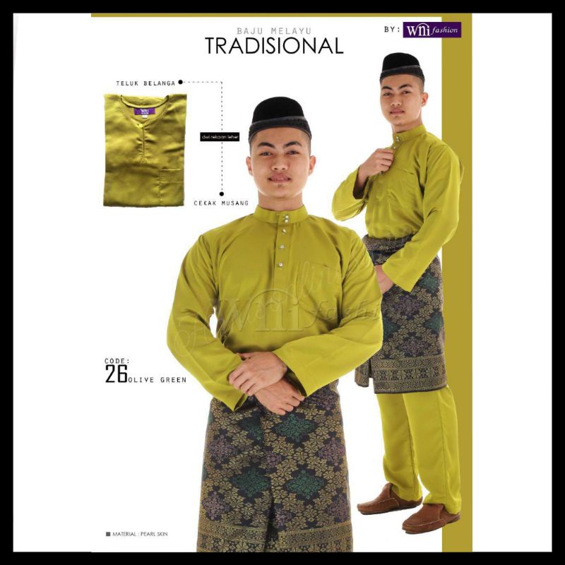 Bagi kaum wanita pula, baju kurung cekak musang juga dipakai dengan kain sarung ikatan 'ombak mengalun'. Baju Melayu Kod 26 Olive Dewasa Remaja Kanak Kanak Dan Baby Budak Lelaki Cekak Musang Teluk Belanga Plus Size Murah Wni Shopee Malaysia