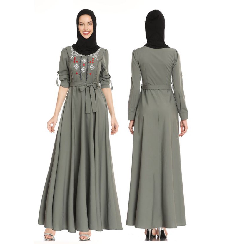 Muslimah Embroidered Maxi Dress Dinner Maxi Dress Long Sleeve Dress Plus Size Elegant Maxi Dress M1016 Shopee Malaysia