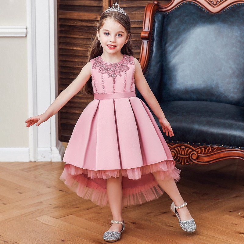 Kids Dresses For Girls Wedding Gown Satin Beading Teen Girl Party Dress Children Clothing Summer Flower Girl Dress Shopee Malaysia