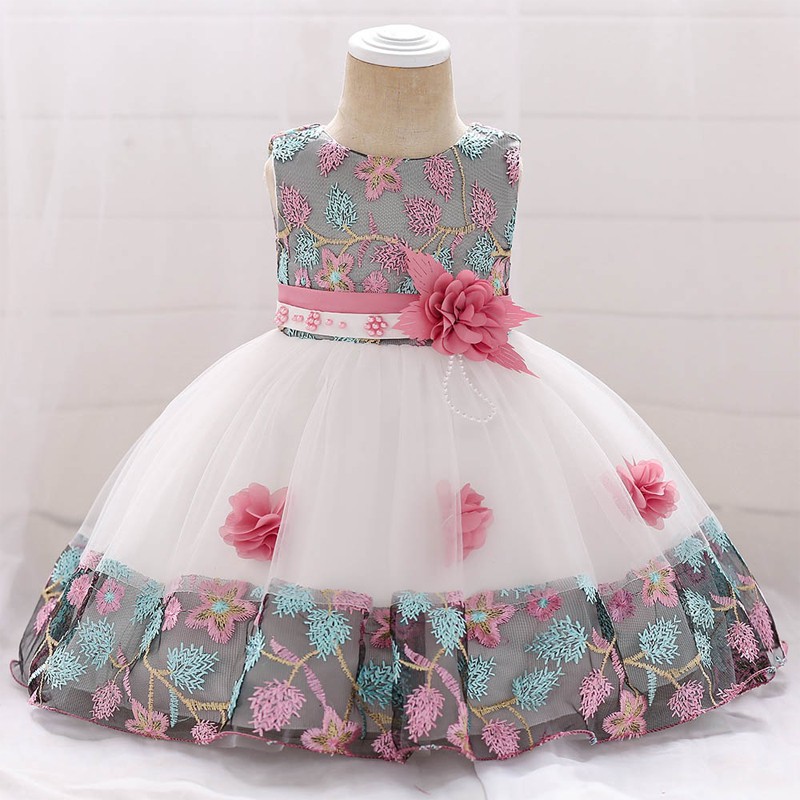 Flower Girl Dress Clothes Lace First Birthday Party Princess Dress Sleeveless Shopee Malaysia