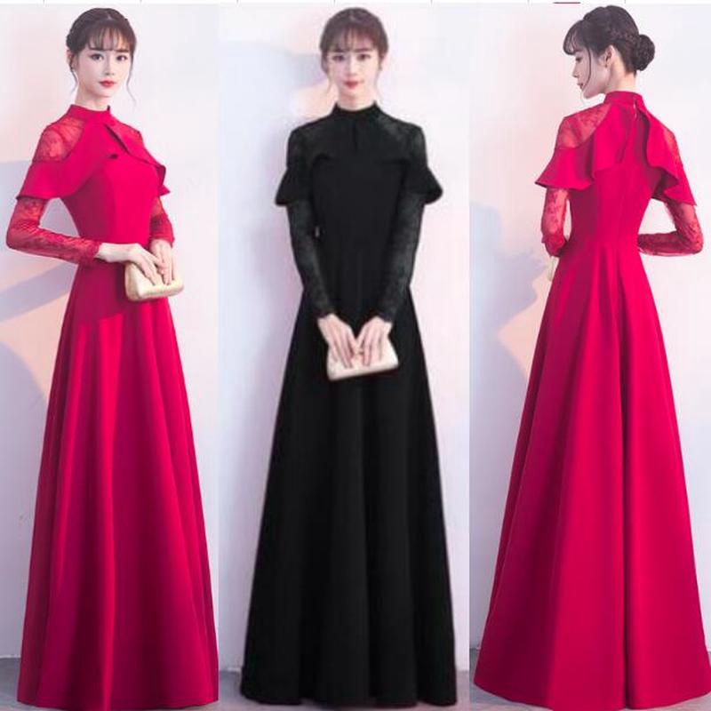 Womens Elegant Maxi Dresses Bridal Wedding Engagement Long Sleeve Dress Fishtail Formal Dinner Prom Long Evening Dress Shopee Malaysia