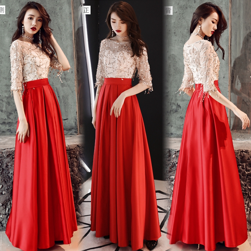 Evening Gown Women S Temperament Long Evening Ladies Party Birthday Party Dress Shopee Malaysia