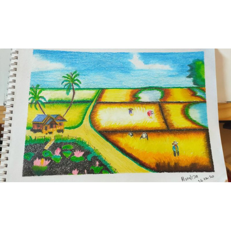 Lukisan Pemandangan Di Sawah Padi - Pemandangan Sawah Padi Lukisan Cannonctzx