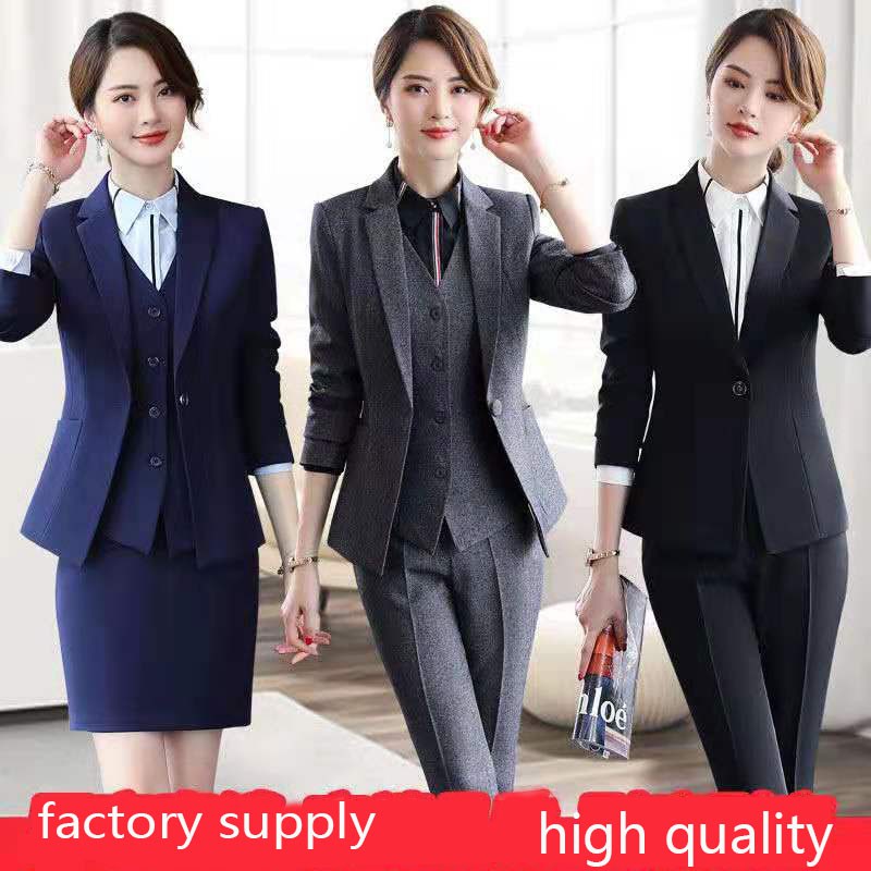 Real Store High Quality Formal Asymmetrical Gray Pant Suit For Women Work Wear Office Lady Elegant Style Business Jacket With Pants Sets Shopee Malaysia